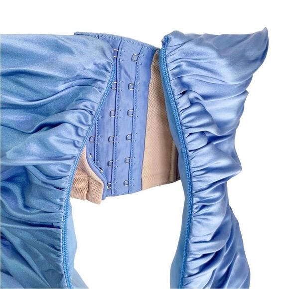 NWT Cinq à Sept 100% Silk Eliza Asymmetric Hem Strapless Satin Cocktail Dress 8 - Picture 8 of 15